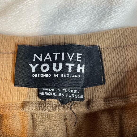 NATIVE YOUTH Tan Brown Sweatpants Jogger 30 Small Drawstring Pockets Lounge - Picture 2 of 5